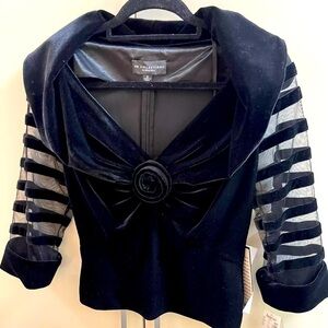 KM COLLECTIONS by MILLA BELL Women's evening Black velvet Blouse, Size 8